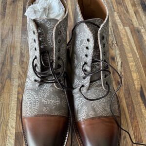 Taft Gray and Brown Ankle Boots with Two-Tone Design